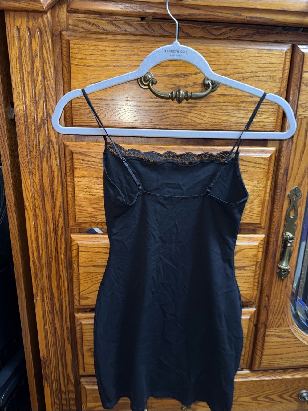 Garage Black Lace-Trim Slip Dress